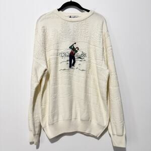 Vintage Cypress Links Golf Sweater L NWT Golfer Cream Cotton Grandpacore